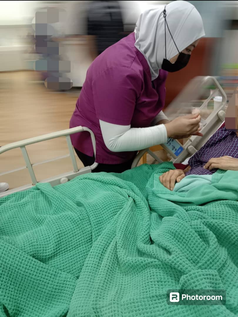 Caregiver assisting client